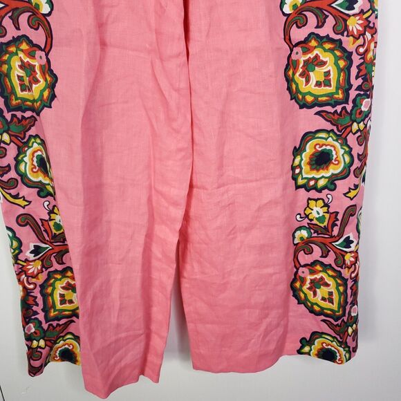 Boden Pants Womens L Wide Leg Colorful Boho Hippie Feminine 70s Pull On Pink - Picture 4 of 10